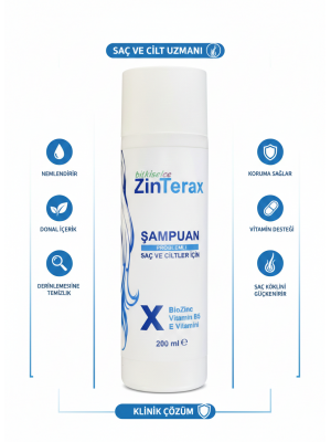 Zinterax Bio-Zinc & Vitamin B5 Arındırıcı Şampuan 200 ml - Kepek, Pullanma ve Kaşıntı Karşıtı Onarıcı Bakım Kompleksi